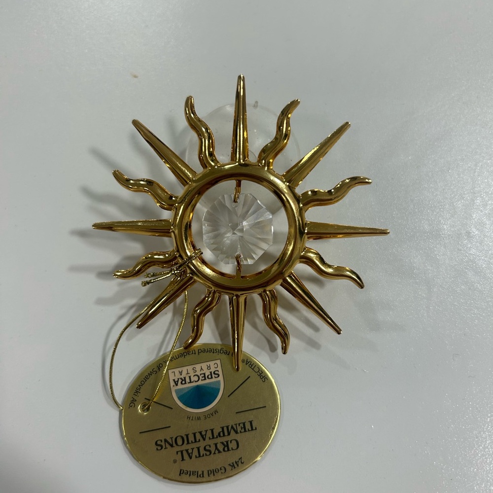 Temptations Gold Sunburst Crystal Ornament